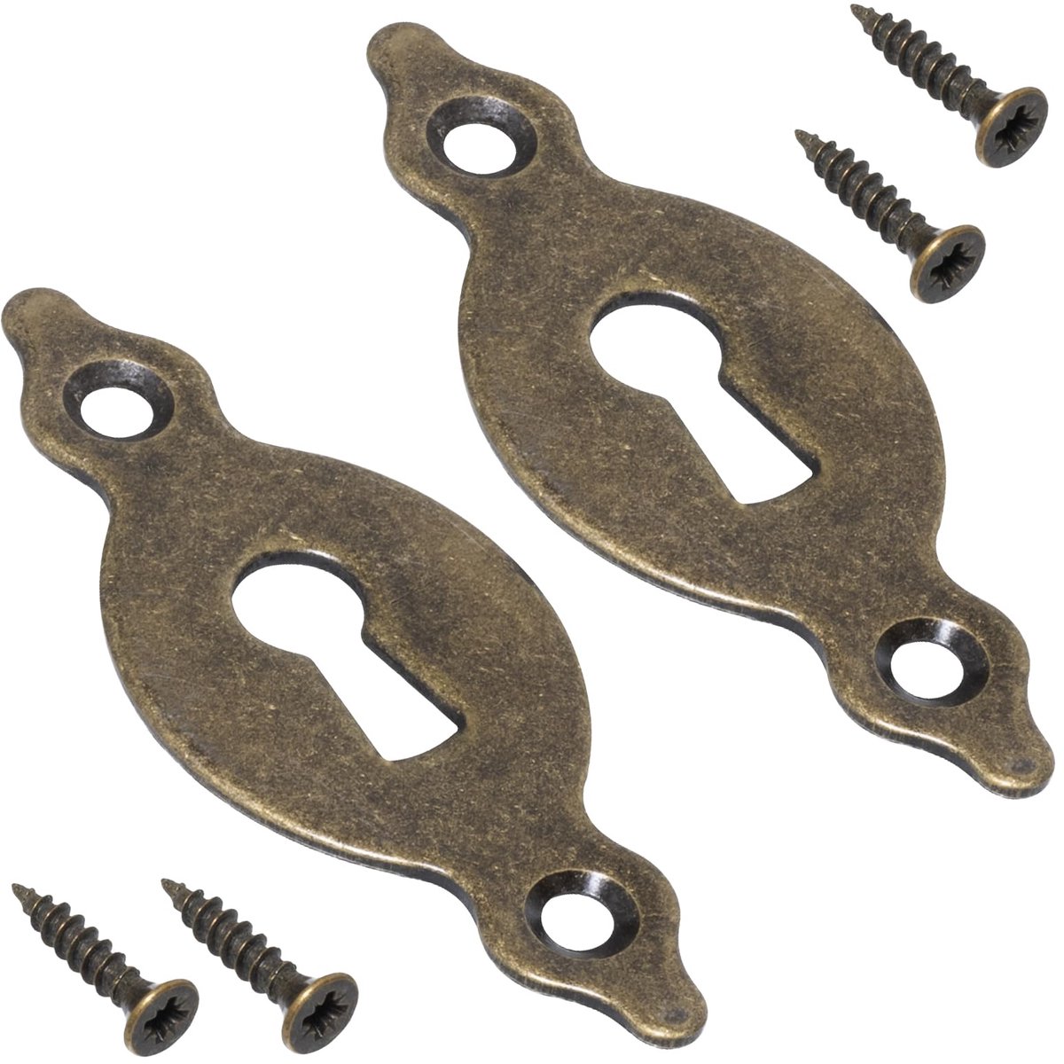 C73730 - Rosetteplaten Set van 2 - 67x27x1,5mm - Verticale Montage - Sleutelgatbedekking - Metaal - Oud Messing