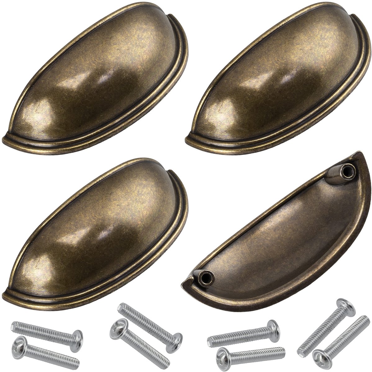 C64382 - Set van 4 meubelhandgrepen - as kleur oud goud - afstand 64 mm