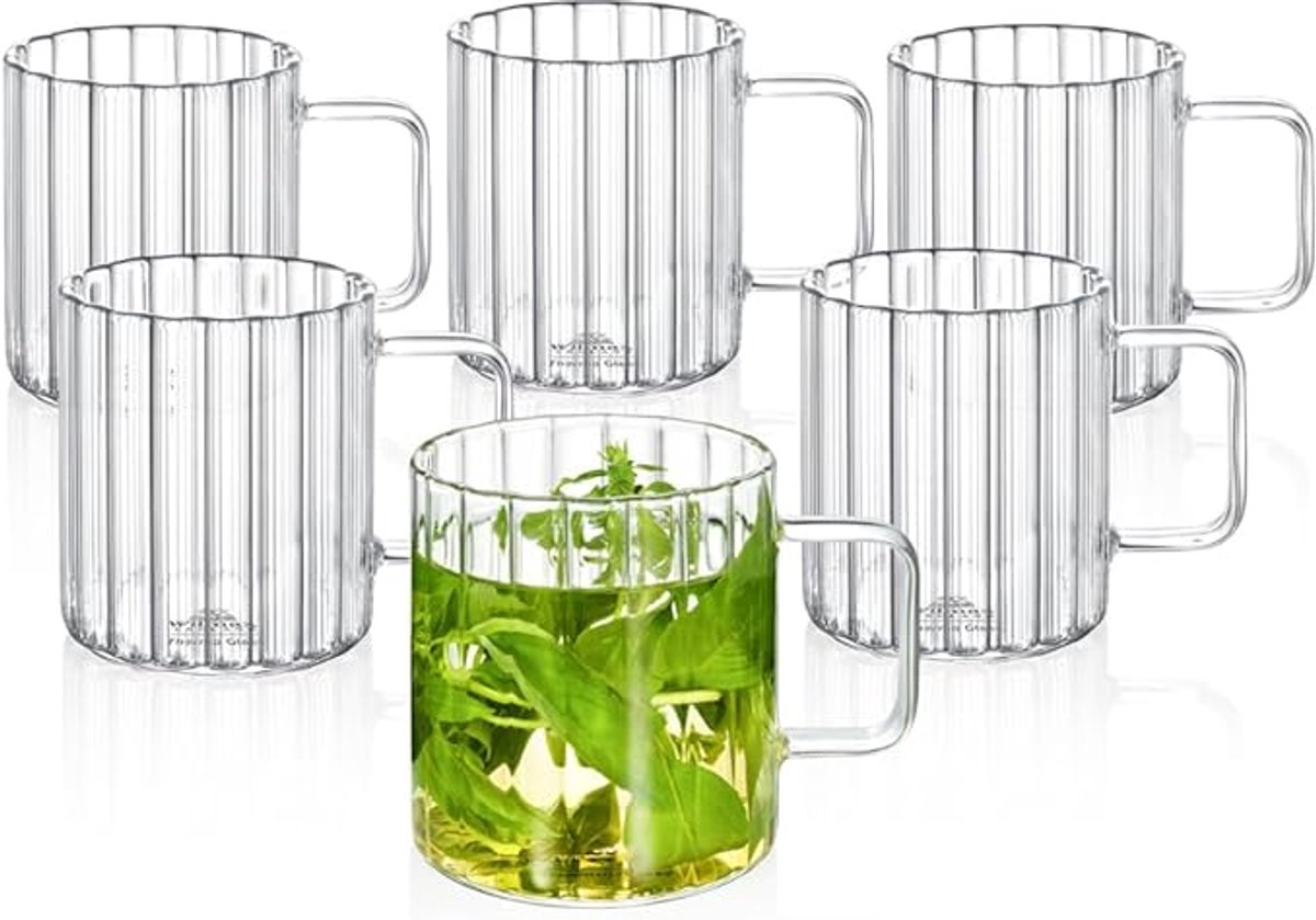 Wilmax Glas met Handvat - 550 ml - Set van 6