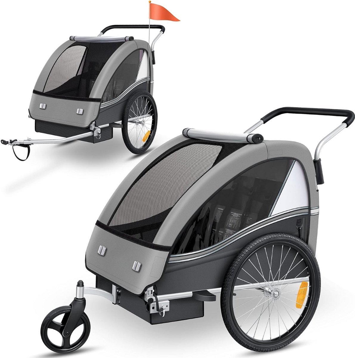 Thuys – Fietskar Voor Kinderen – Kinderfietskar – Croozer – Croozer Cargo – 160 x 76 x 98cm – Lichtgrijs