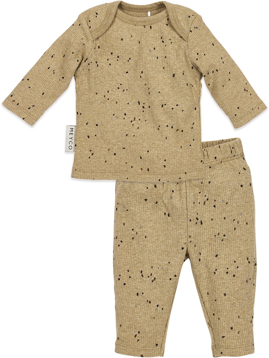 Meyco Baby Rib Mini Spot Pyjama - Toffee Melange - 50/56