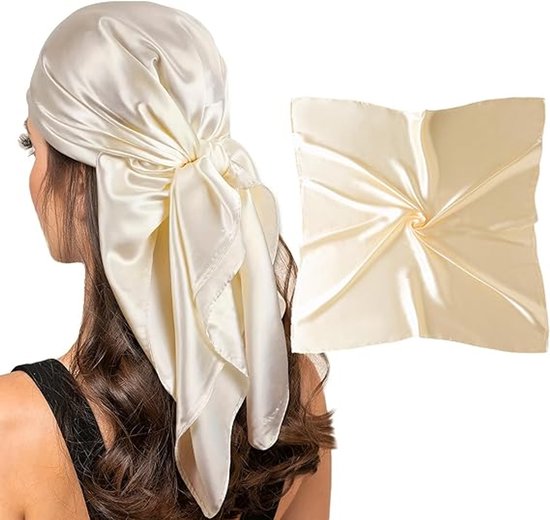 Foulard carré en soie pour femme - Bandanas - Foulard pour le cou - Foulard pour femme - Étole - Châle - Hijab - Foulard soyeux pour cheveux - Foulard pour le cou pour femme - Bandana en satin tendance - Pour envelopper les cheveux la nuit - 35"
