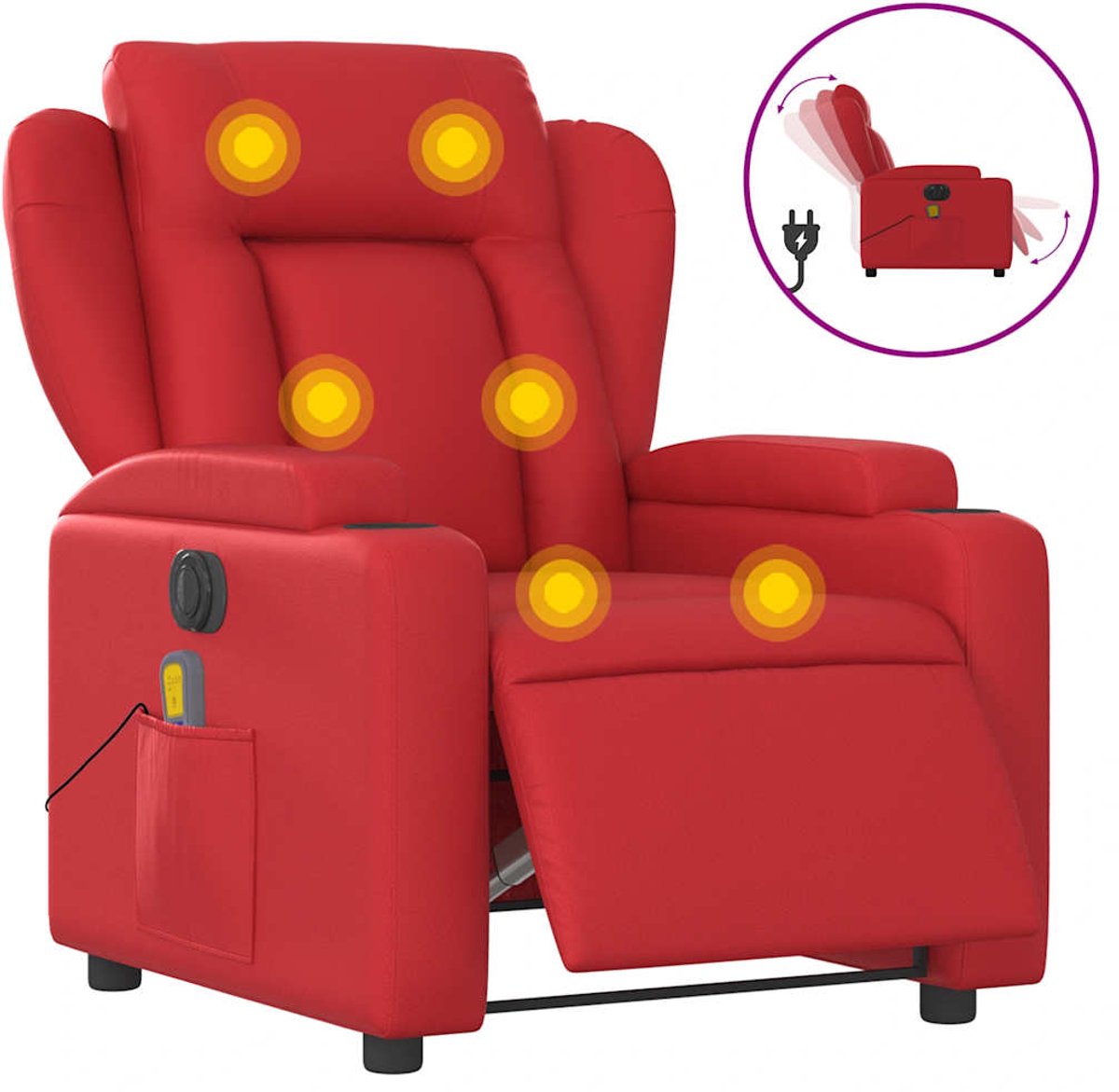vidaXL Massagestoel - verstelbaar - elektrisch - kunstleer - rood