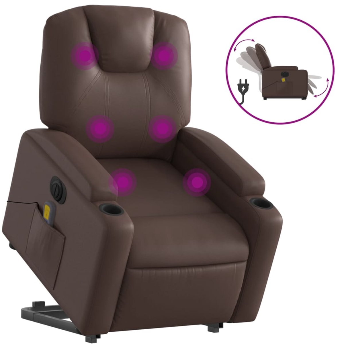 vidaXL Sta-op-massagestoel - elektrisch - kunstleer - bruin