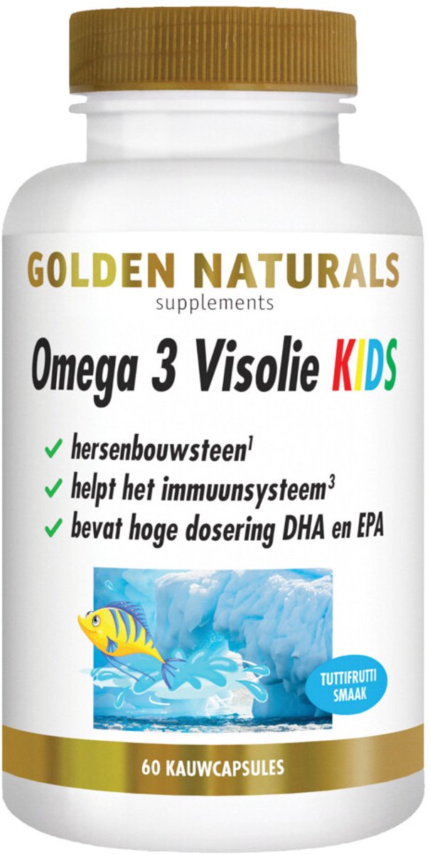 Golden Naturals - Omega 3 Visolie KIDS - 2 x 60 gummies - Voordeelverpakking