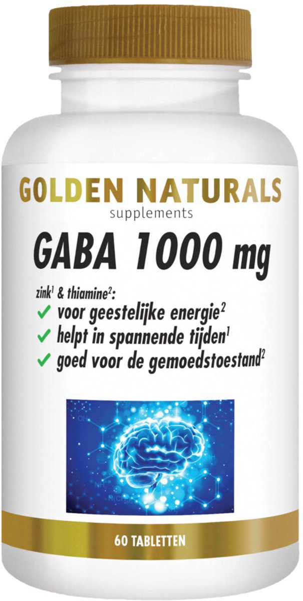 Golden Naturals - GABA 1000mg vegan - 2 x 60 tabletten - Voordeelverpakking