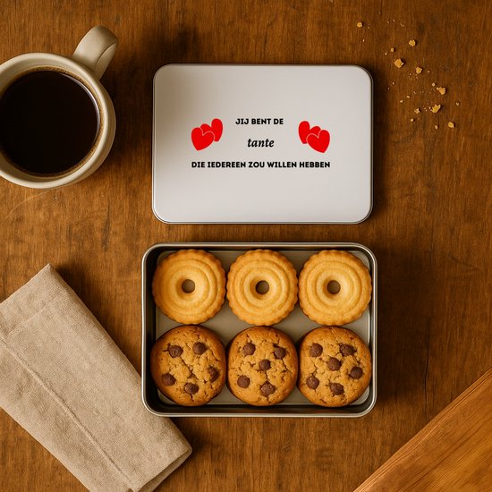 Hacebo® - jij bent de tante die iedereen zou willen hebben koektrommel rechthoekig - geweldige tante - koekblik – koektrommels – bewaarblik - snoeptrommel - liefste tante - verjaardag - cadeau - kado - koek trommel - 20 x 13 CM