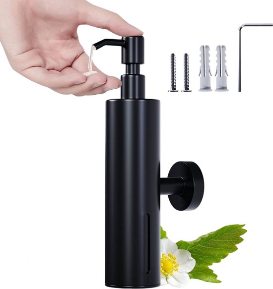 Distributeur de savon Alston Zwart - Distributeur de savon mural - Distributeur de savon en acier inoxydable - Suspendu - Zwart