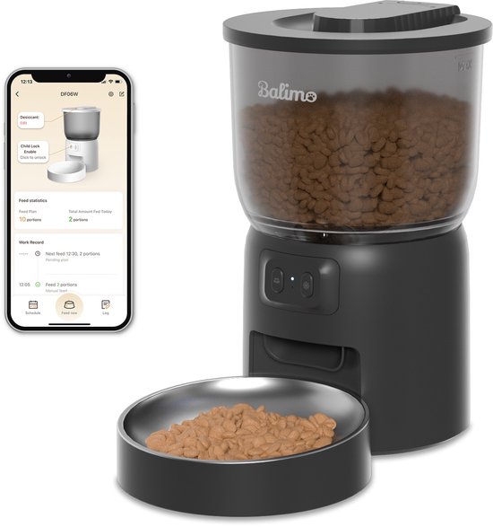 Balimo Automatische Voerbak Zwart - Kat en Hond - - Balimo - €46,99