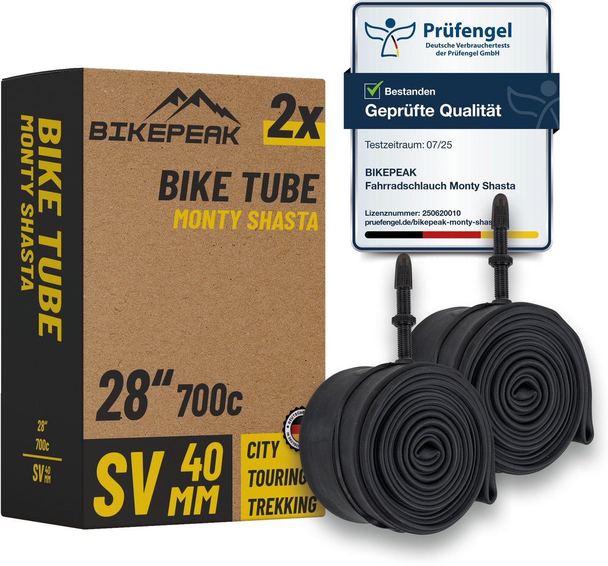 BikePeak 2x binnenband Monty Shasta City 28 inch SV Frans / Presta ventiel 40mm 28/47-622/635 2-pack fietsbinnenband voor stadfiets of elektrische fiets