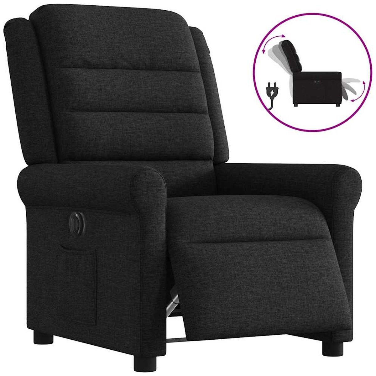 vidaXL - Fauteuil - verstelbaar - elektrisch - stof - zwart
