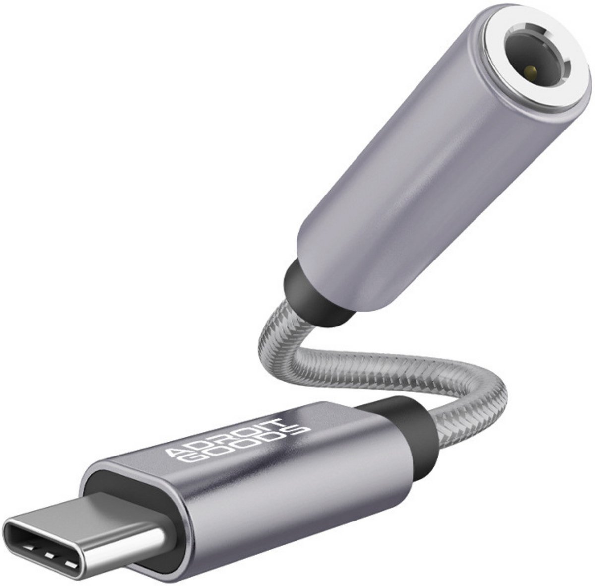 AdroitGoods USB-C naar 3.5mm Aux Hoofdtelefoon Jack Adapter - 32Bit 384Khz - Grijs