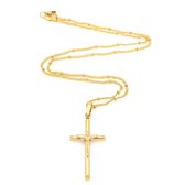 AMAR Gouden dames-/herenketting met een 925/585 kruis, origineel gevlochten, breedte 3,8 mm, gouden ketting, kruisketting goud 585