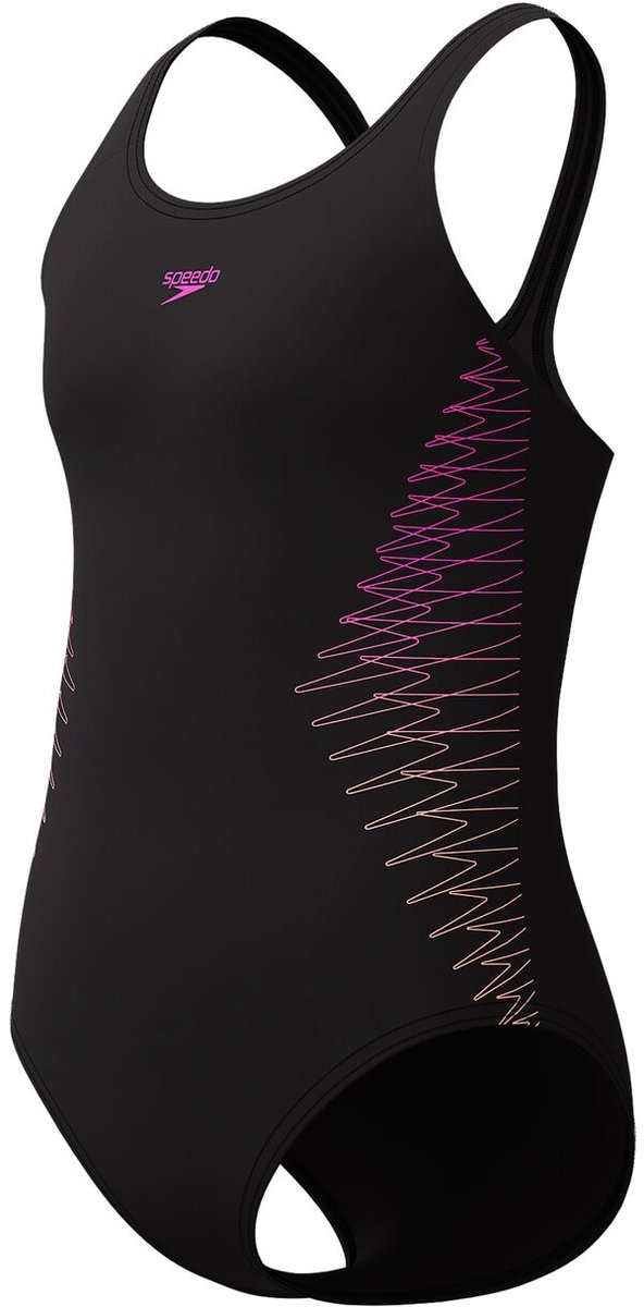 SPEEDO - eco placem muscleb bla/ora - Wedstrijd badpak meisjes - Zwart — afbeelding 9