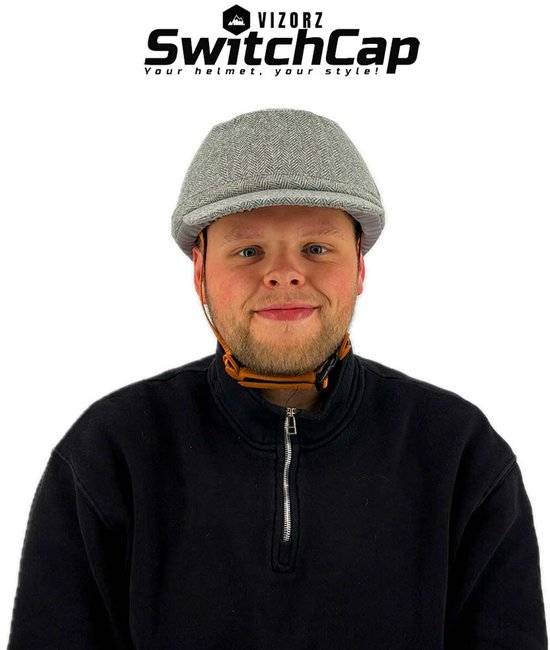 Vizorz SwitchCap fietshelm - Grey woolly cap van Vizorz — afbeelding 3