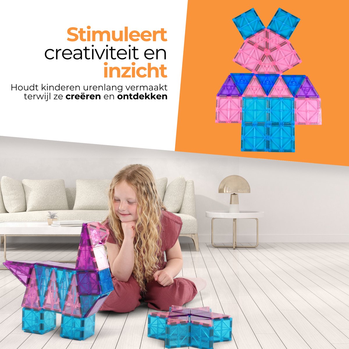 Magna Minds - Magnetic Tiles - Ice prince/princess - Magnetisch Speelgoed - 101 stuks - Constructie speelgoed - Magnetische tegels - Montessori speelgoed - Magnetic toys - Magnetische bouwstenen - Speelgoed Kinderen — afbeelding 4