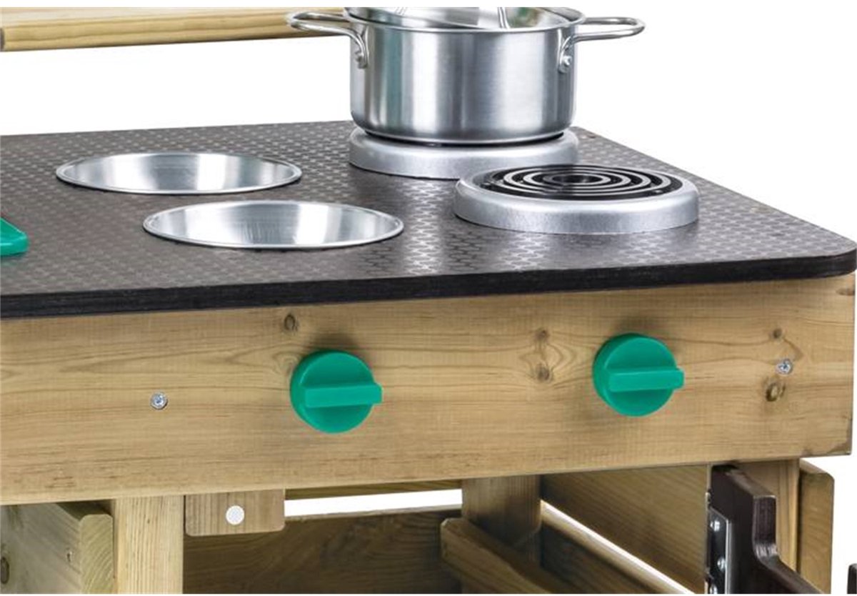 Hape Premium Buitenkeuken Modderkeuken - Speelkeuken Buiten met Watertank en Kraan - Duurzaam Hout - 3 Jaar+ — afbeelding 9