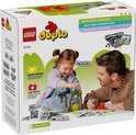 Achterkant van de LEGO Duplo trein tunnel en rails uitbreidingsset 10425 verpakking.