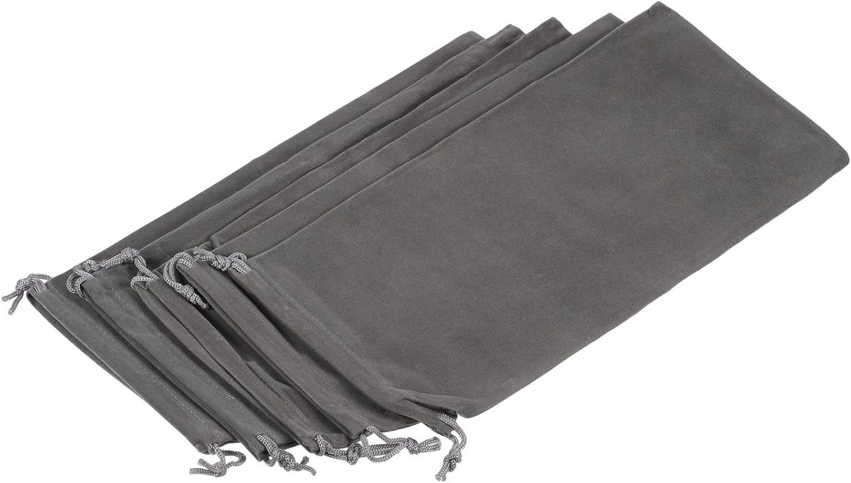 30 x 15 cm microvezel tas - set van 5 - zacht en opslag met trekkoord - cadeautas voor glazen - bruiloft - grijs