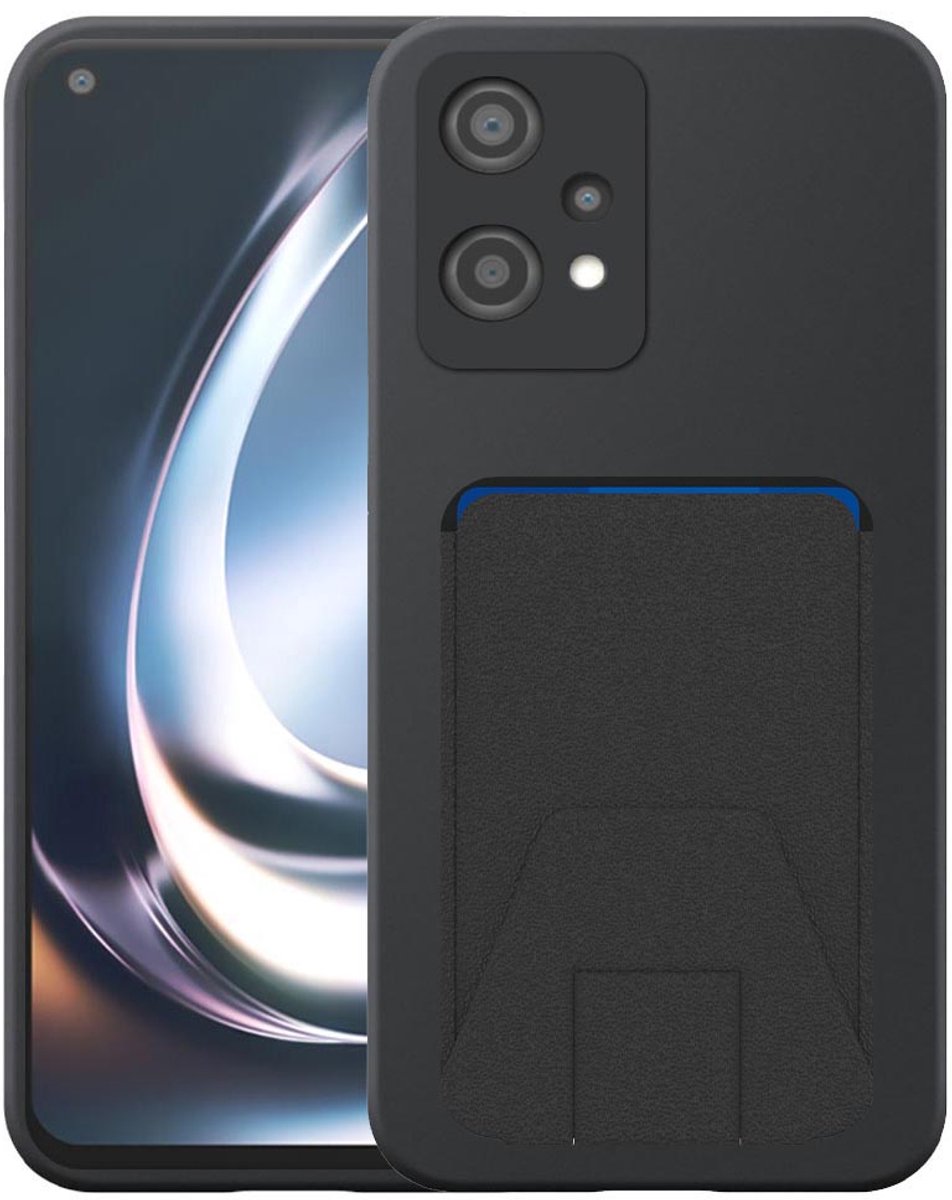 Geschikt voor OnePlus Nord CE 2 Lite Telefoonhoesje met Verstelbare Leren Pasjeshouder - Flexible Back Cover Case Siliconen TPU with Adjustable Leather Cardslot - Zwart - Smartphonica geschikt voor OnePlus Nord CE 2 Lite