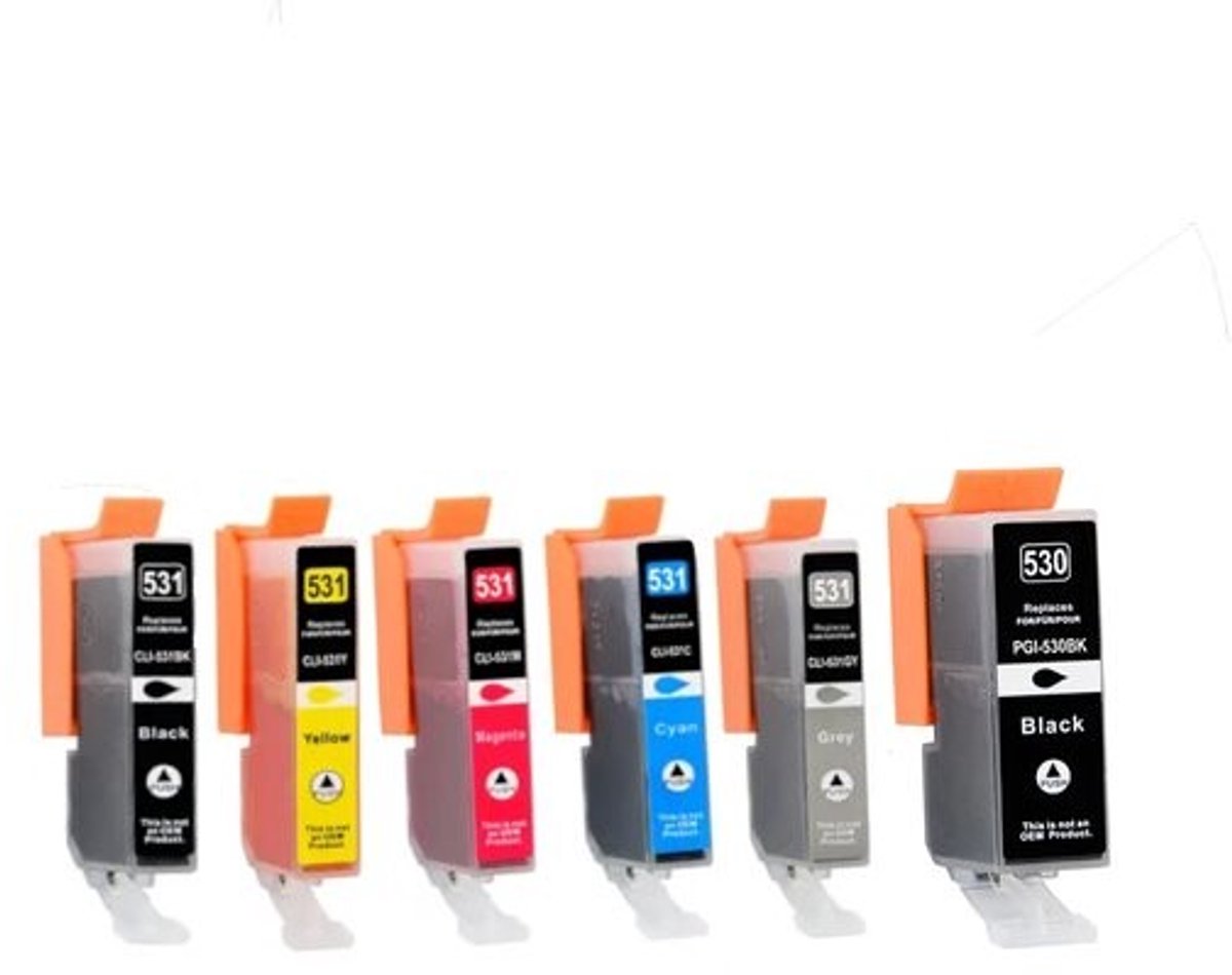 Cli-531 | Pgi-530 Zwart + Alle Kleuren - Huismerk inktcartridge compatible met Canon Pixma TS8750 / Canon Pixma TS8751