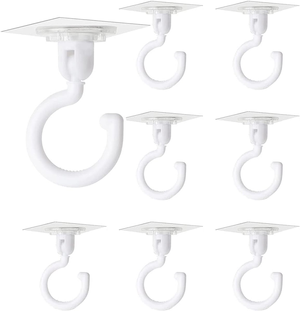 Ynkkvre - Set van 8 Transparante Zelfklevende Haken - 360° Draaibaar - Sterke Plakhaken - Voor Plafond, Muur en Keuken
