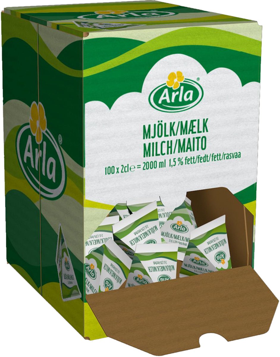 Arla Koffiemelk in cups, 1,5% vet, in display, 100 st.
