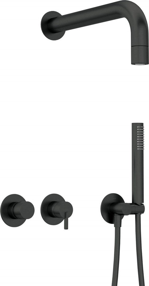 Concealed shower set with hand shower - with horizontal mixer