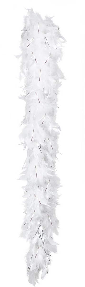 Boland Kerst boa - veren - wit/zilver - 180 cm - 50 gram - kerstboomversiering - kerstslinger - kerstboa