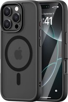 iDenn hoesje voor iPhone 16 Pro Mat Transparant Zwart geschikt voor MagSafe