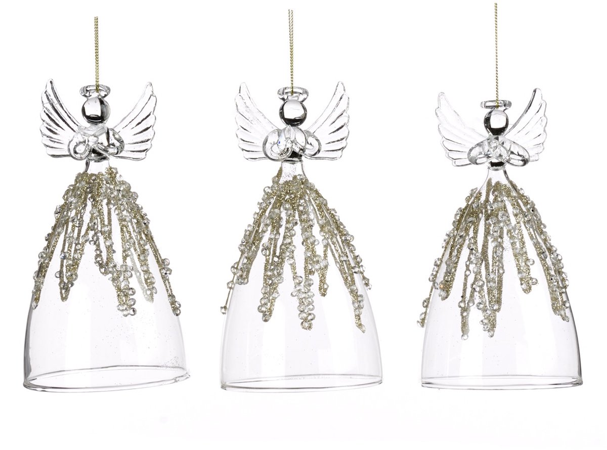Goodwill Kerstbal-Engel Glas Goud 13 cm Voordeel Ass. Per 3 Stuks
