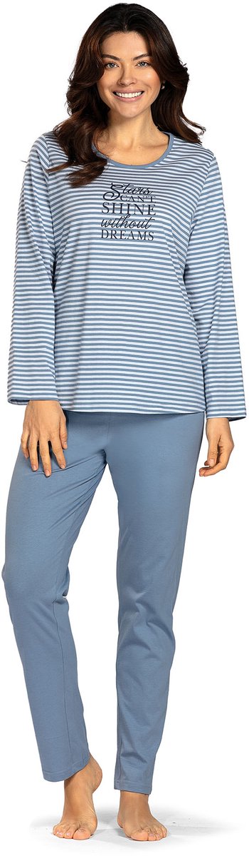 Comtessa Dames pyjama - 100% katoen - Blauw gestreept Blauw, gestreept