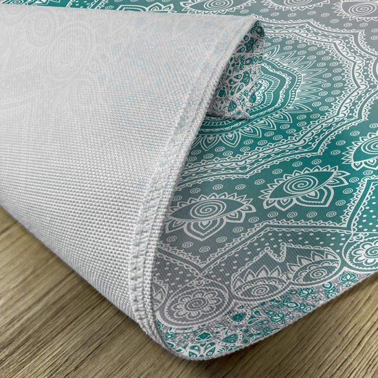 New de 4 Set de table à manger motif mandala ombré Grijs et bleu vert, tissu lavable avec envers antidérapant