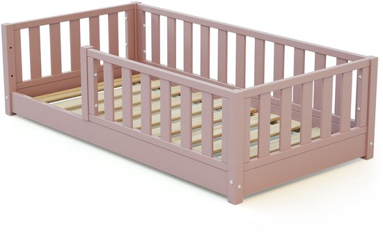 JURABABY - SONHO MINI Kinderbed Vloerbed van hout - 70x140 - Poederroze