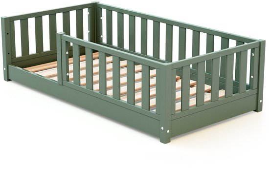 JURABABY - SONHO MINI Kinderbed Vloerbed van hout - 70x140 - Saliegroen
