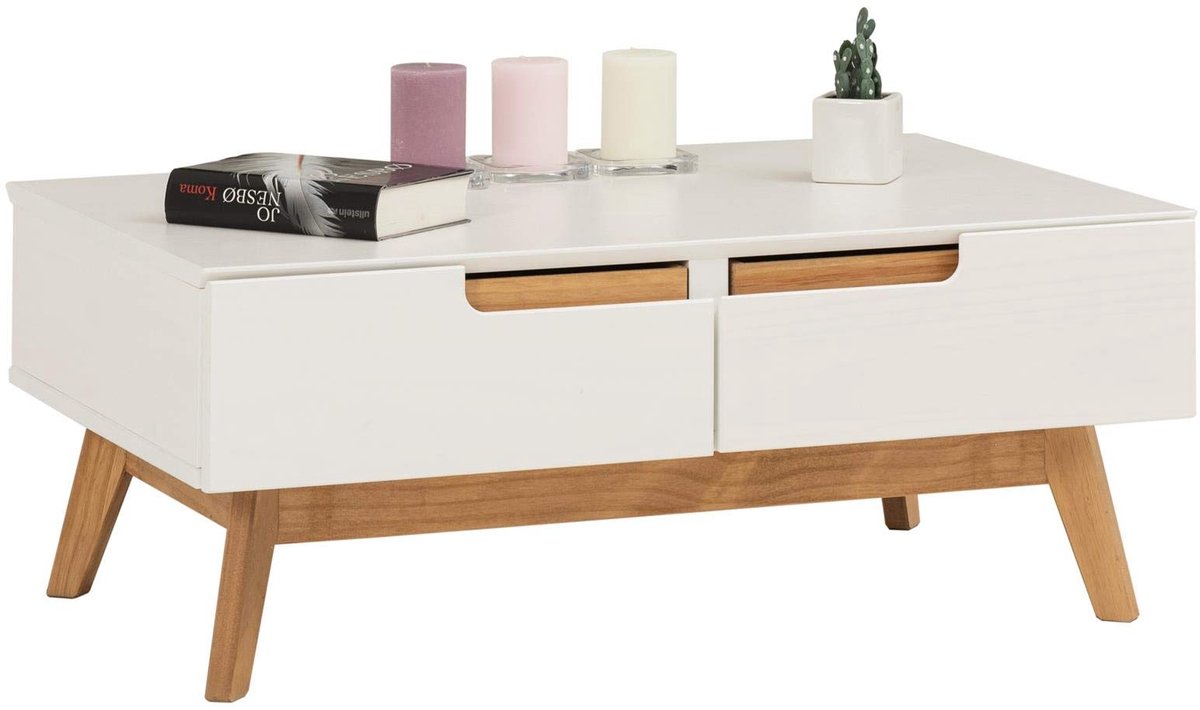 Azomor® Scandinavische salontafel met opbergruimte en massief grenen design