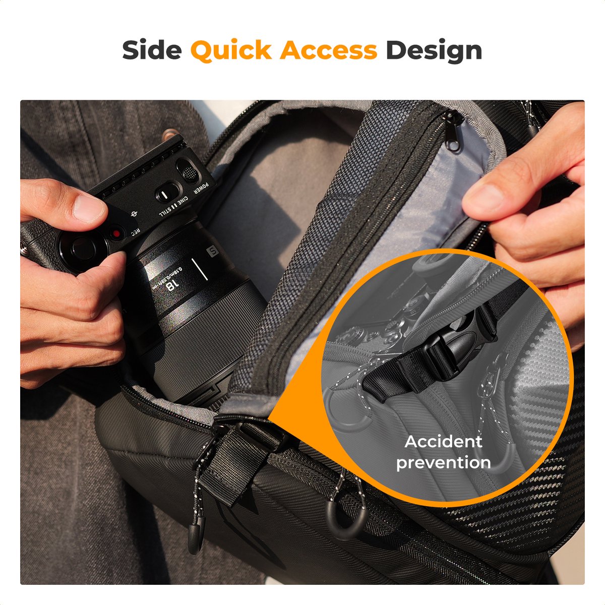K&F Concept Urban Wanderer U02 10L hardshell sling bag camera schoudertas foto video thumbnail 7