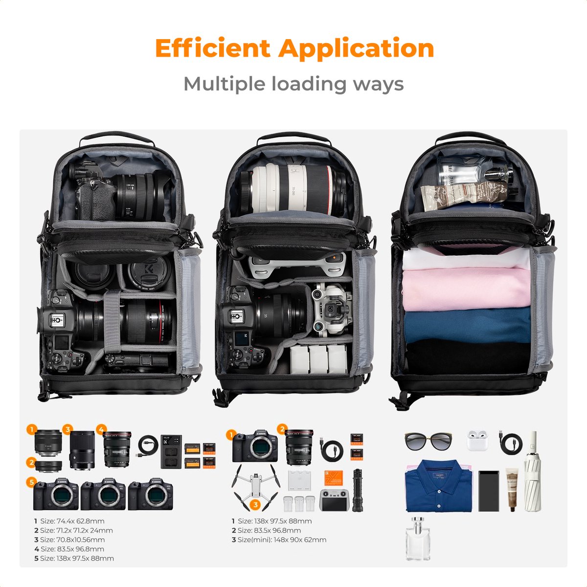 K&F Concept Urban Wanderer U02 10L hardshell sling bag camera schoudertas foto video thumbnail 2