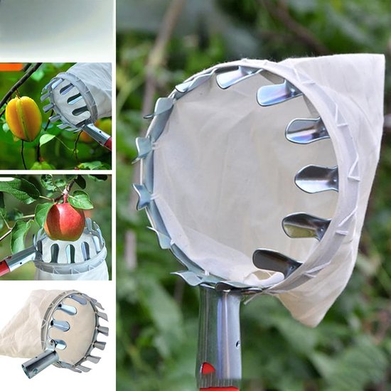 1 stuk - Fruitplukgereedschap - Tuingereedschap - Draagbaar - Stevig - Afneembaar - Diameter 14 cm - Zilver van Merkloos	 — afbeelding 4