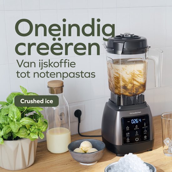 KitchenBrothers Power Blender Set - 1600W - 2L - Complete Set - To-go Beker - Smoothie Maker - Metallic Grijs van KitchenBrothers — afbeelding 3