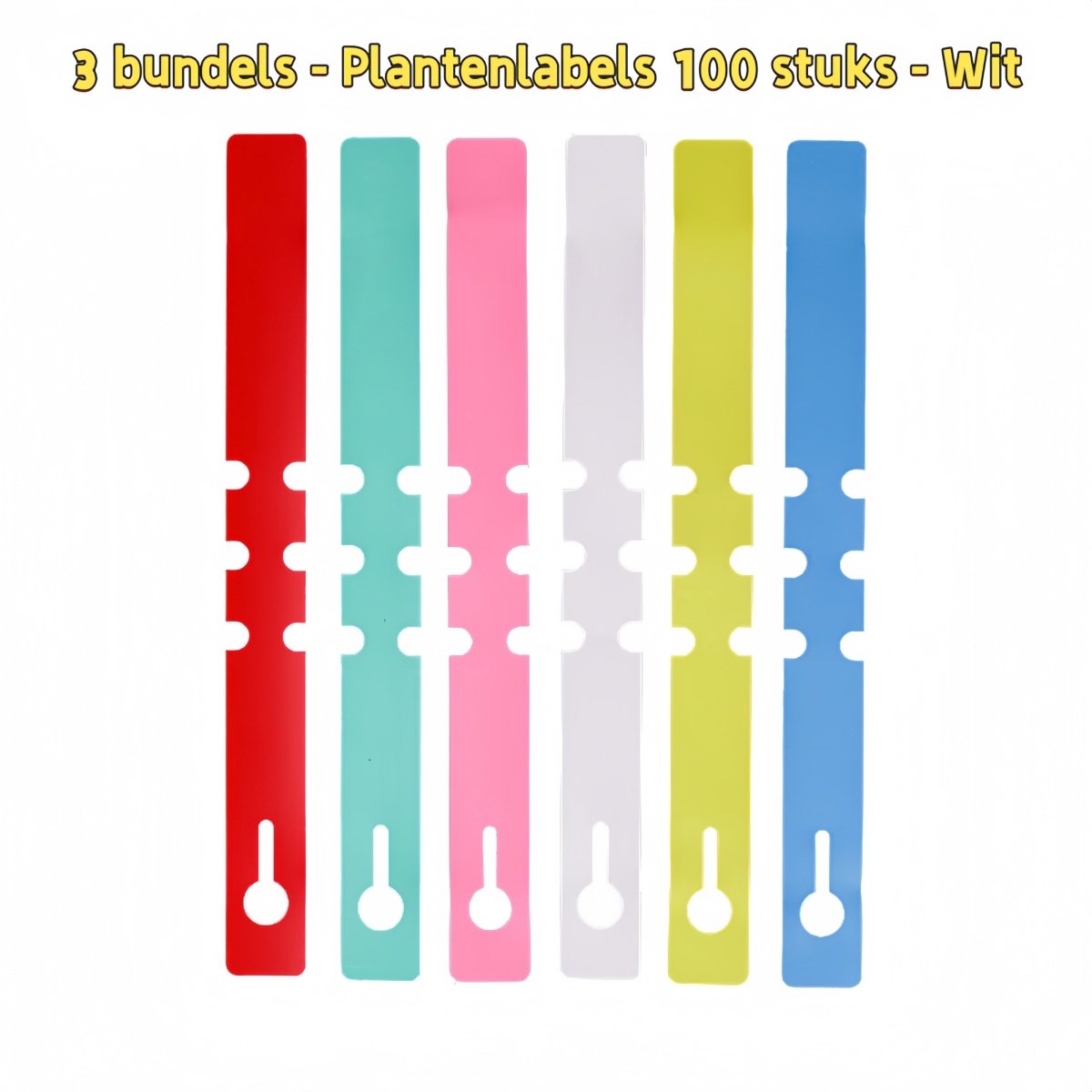 3-pack - Plantenlabels - Voor bloempotten - 2 x 21 cm - 100 stuks per verpakking - Wit