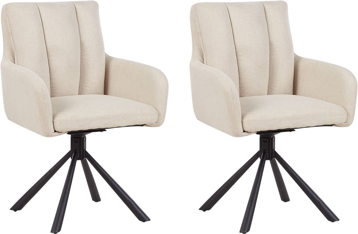 SARDOAL - Set van 2 eetkamerstoelen - Lichtbeige - Polyester