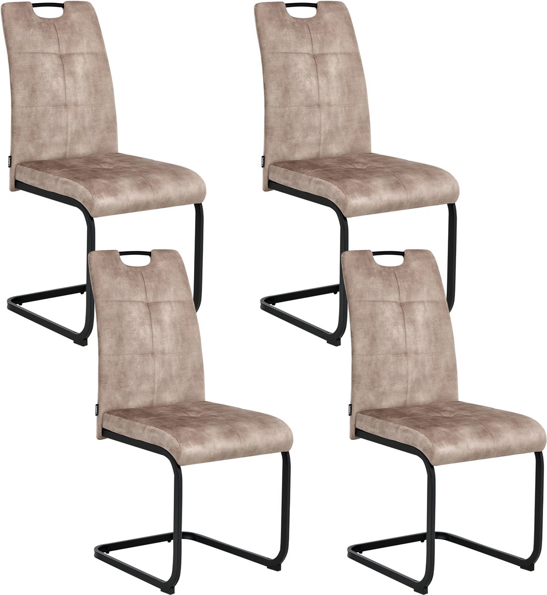 CISCO - Eetkamerstoel set van 4 - Taupe - Polyester