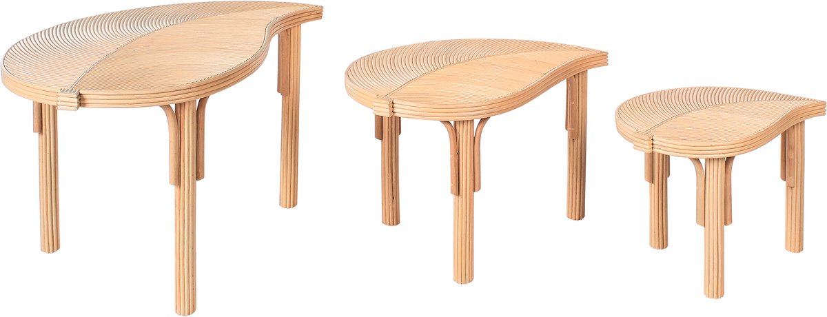 Beliani PARALIA - Salontafel set van 3 - Natuurlijk - Rotan