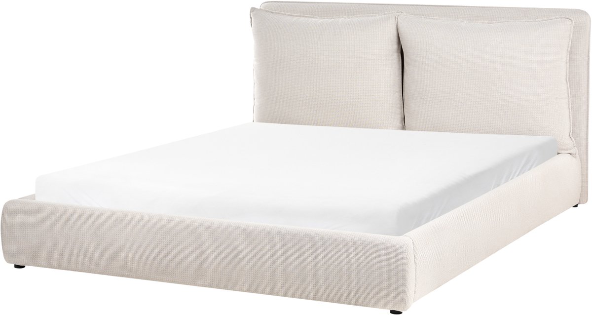 Beliani BAJONNA - Tweepersoonsbed - Beige - 160 x 200 cm - Polyester