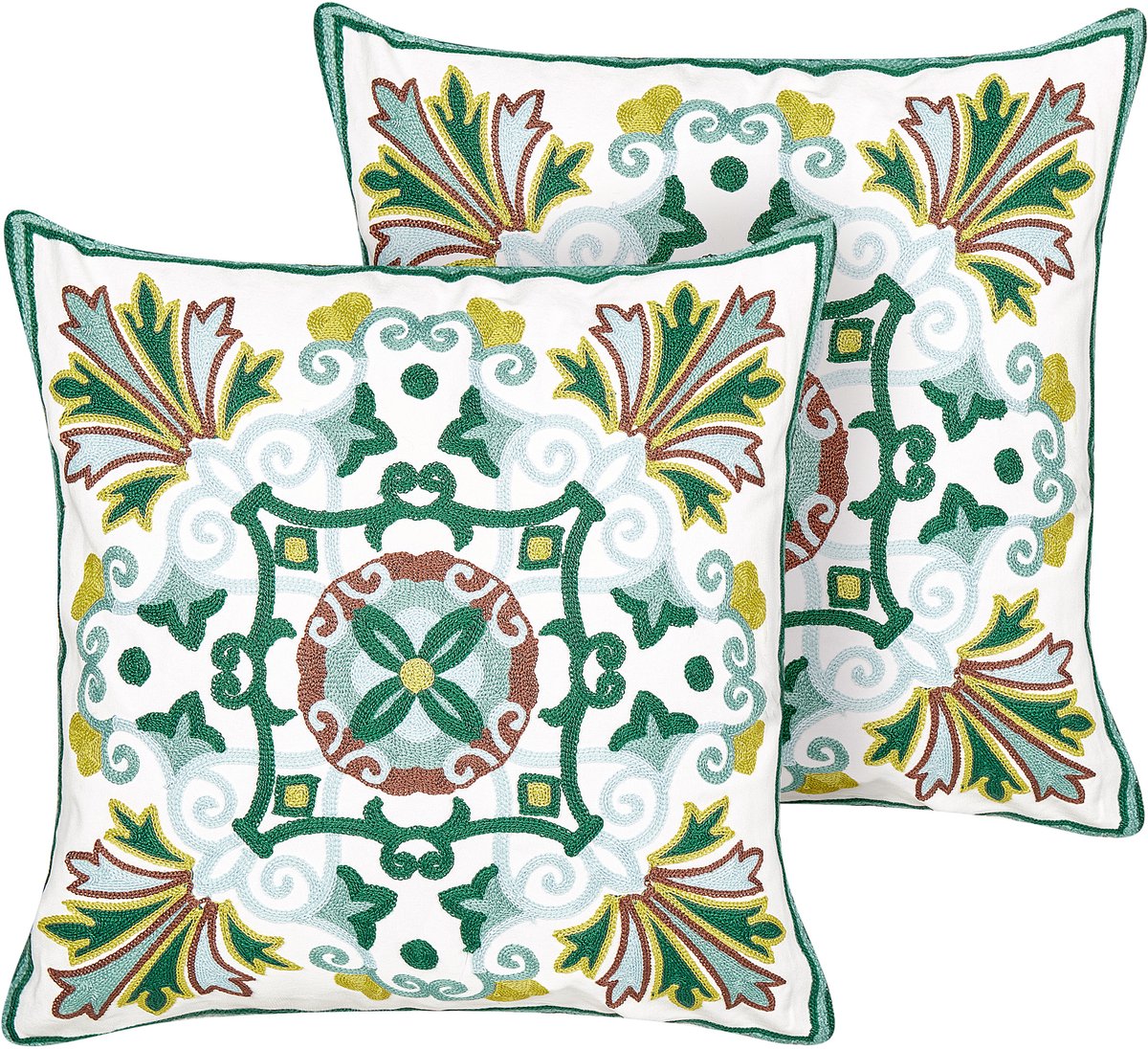 Beliani ELANITE - Sierkussen set van 2 - Groen - 45 x 45 cm - Katoen