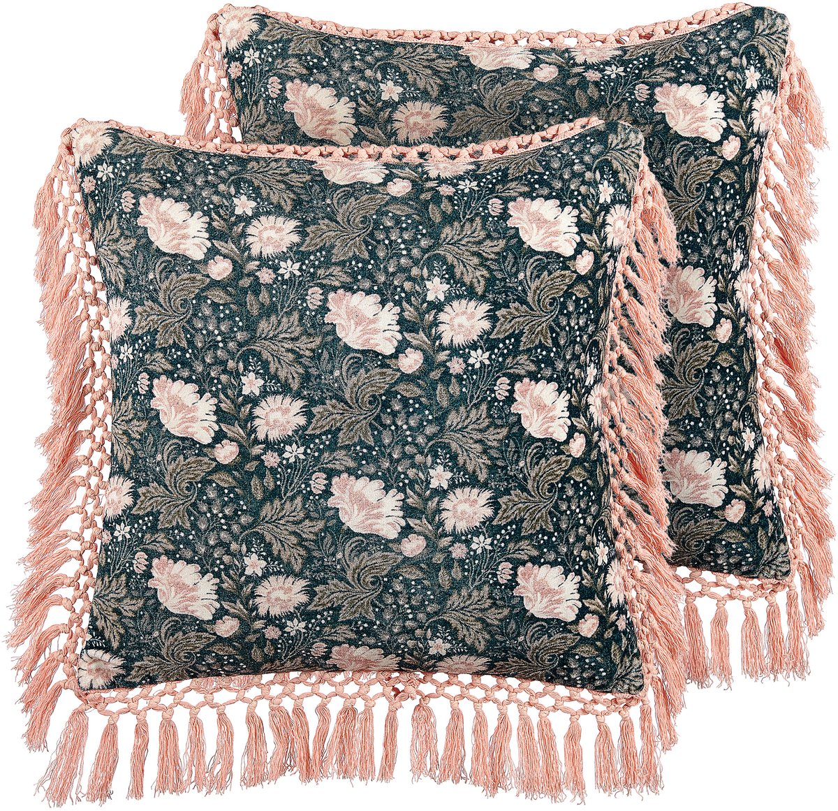 Beliani PARROTIA - Sierkussen set van 2 - Blauwgroen - 45 x 45 cm - Fluweel