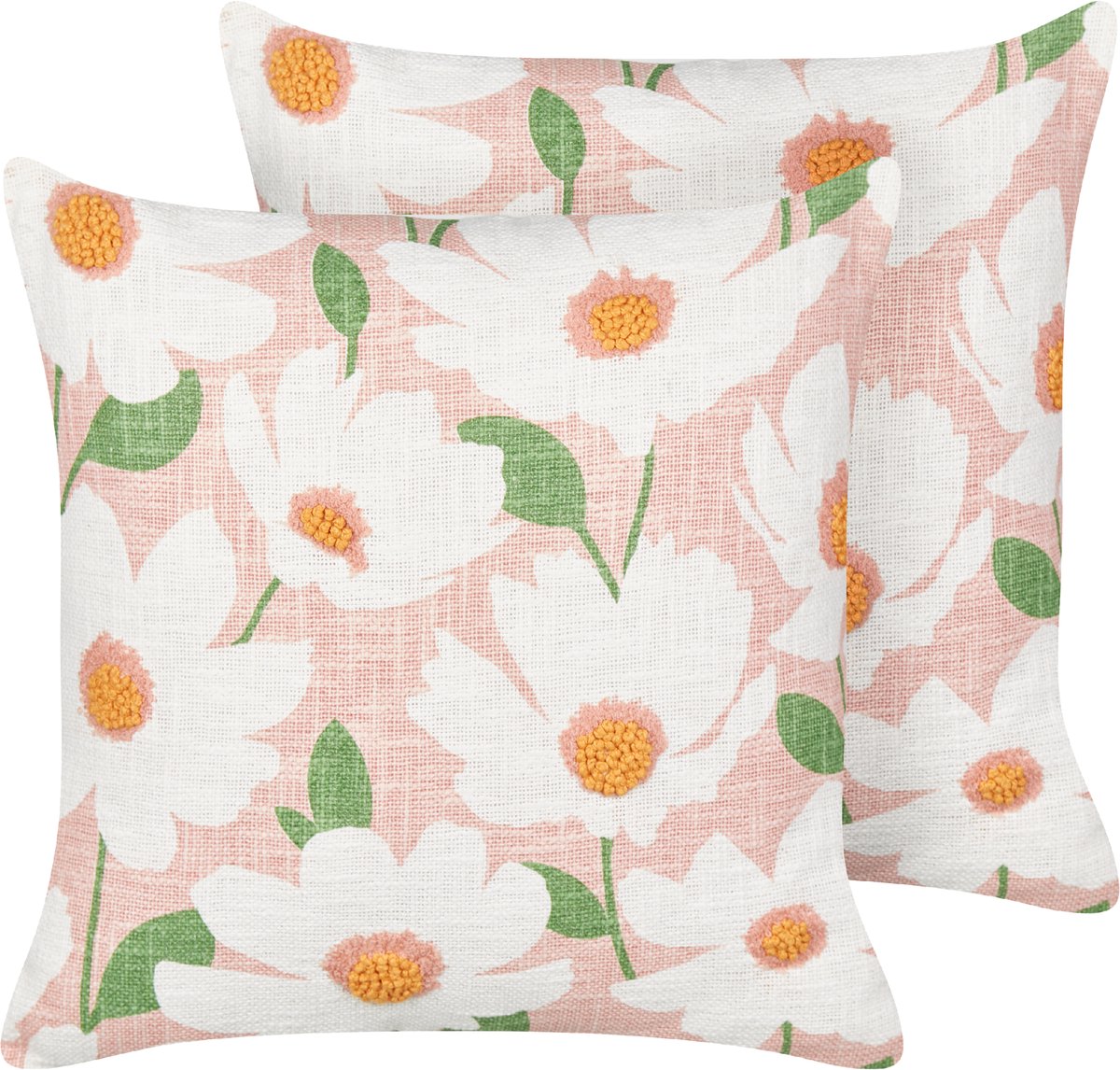 Beliani JATROPHA - Sierkussen set van 2 - Roze - 45 x 45 cm - Katoen