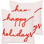 EXACUM - Sierkussen lot de 2 - Wit/ Rouge - Velours