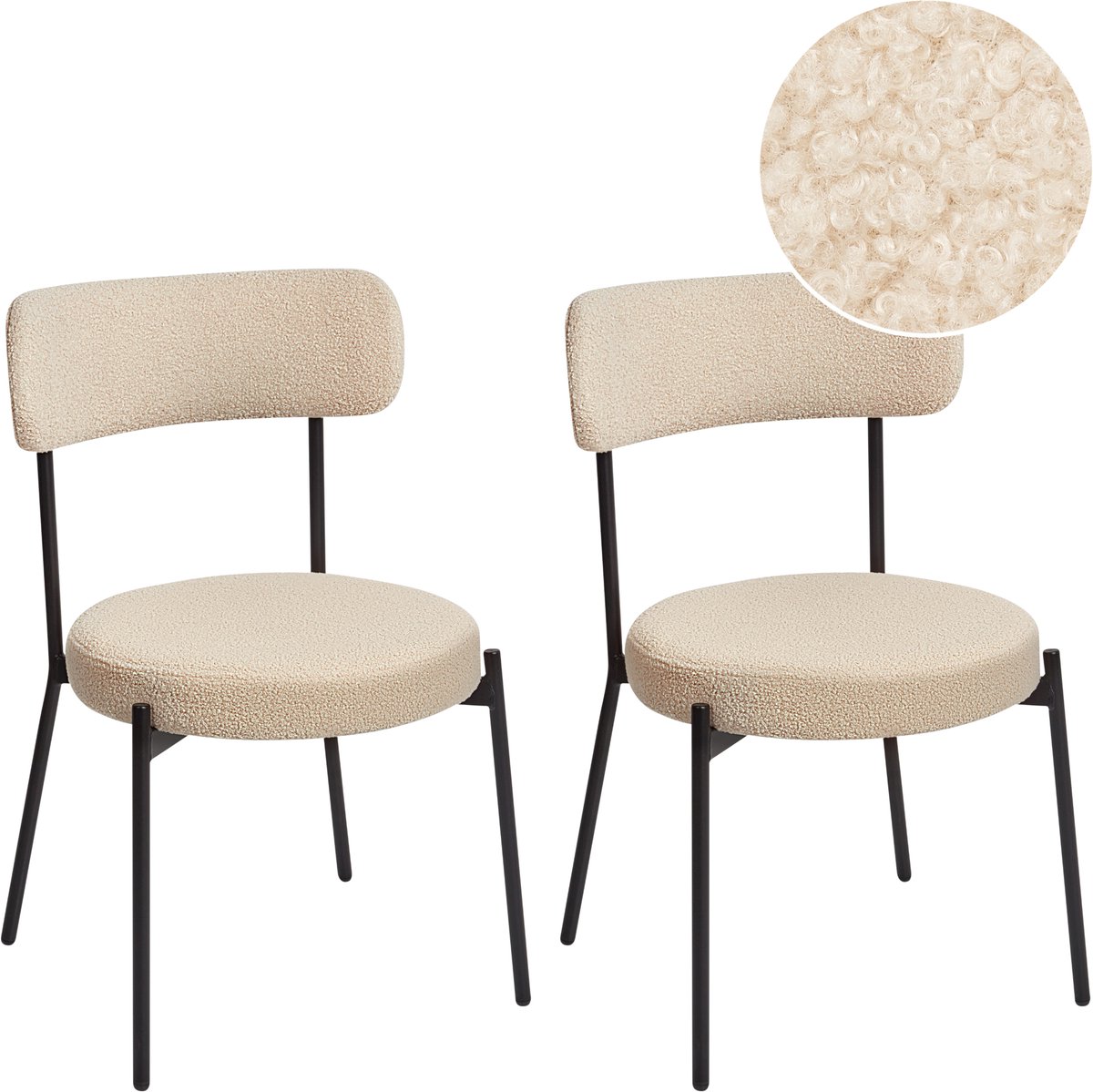 ALLISON - Eetkamerstoel set van 2 - Lichtbeige - Bouclé